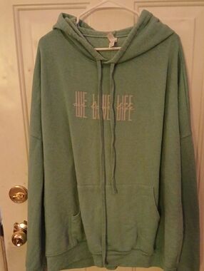 Bella Canvas Mint Green Hoodie with Center Front Text Size 2X